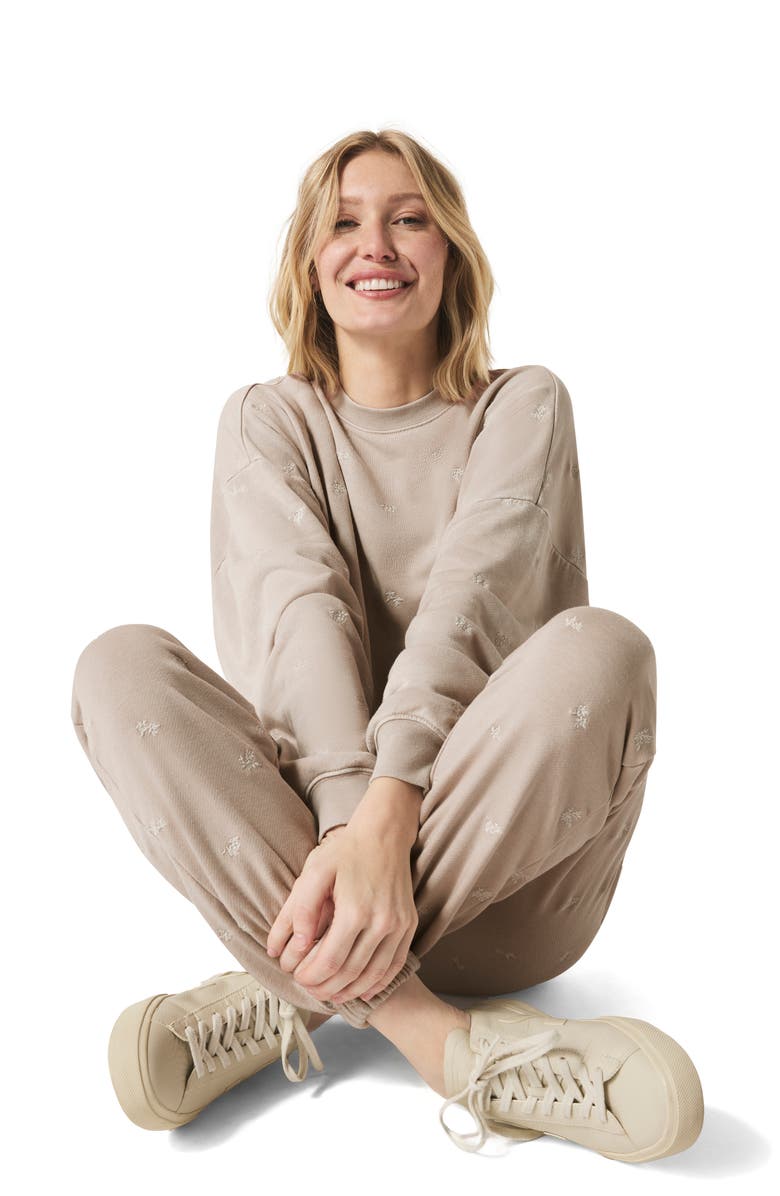 Splendid Elise Embroidered Oversize Sweatshirt, Alternate, color, Fawn Floral