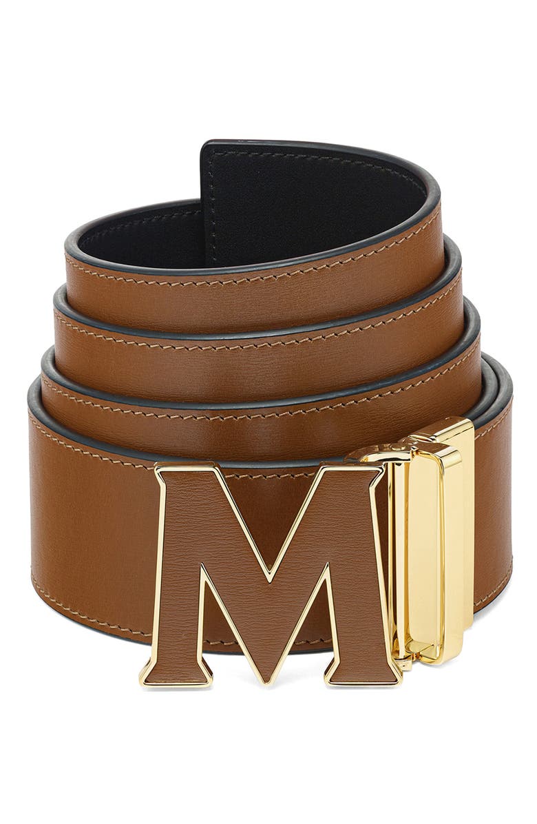 MCM Claus Reversible Leather Belt, Alternate, color,