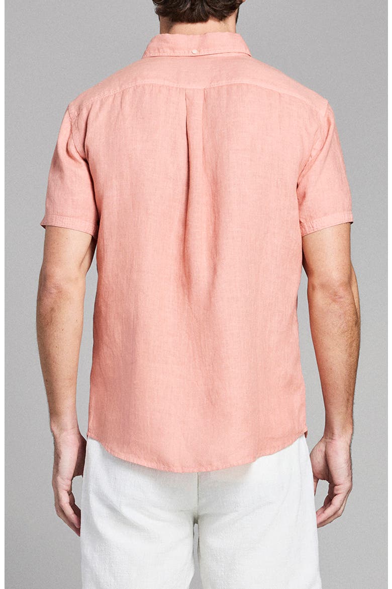 Tuscumbia Short Sleeve Linen Button-Down Shirt, Alternate, color, SALMON