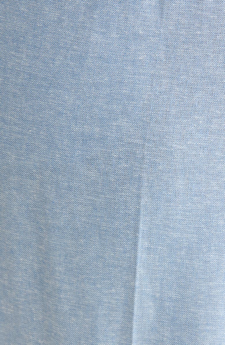 Anne Klein Crop Wide Leg Drawstring Linen Blend Pants, Alternate, color, Lagoon/ Crisp White