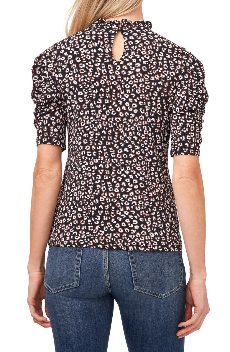 CeCe Animal Print Ruched Sleeve Top, Alternate, color,