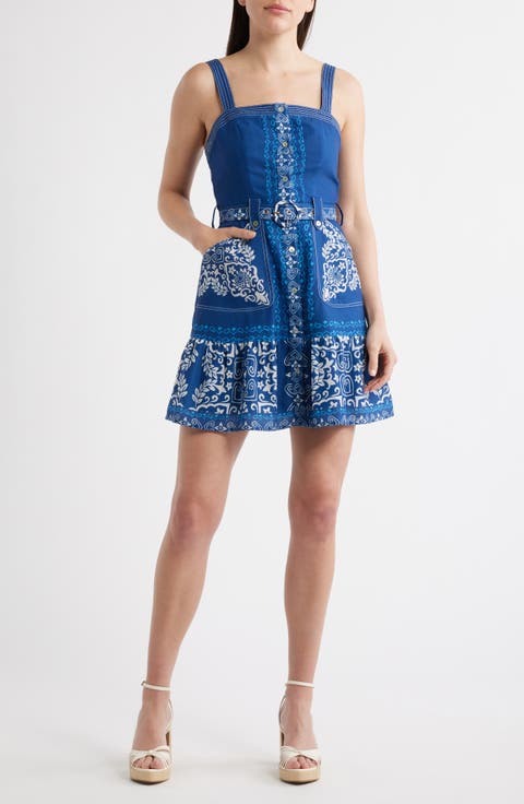 Anise Placed Print Minidress