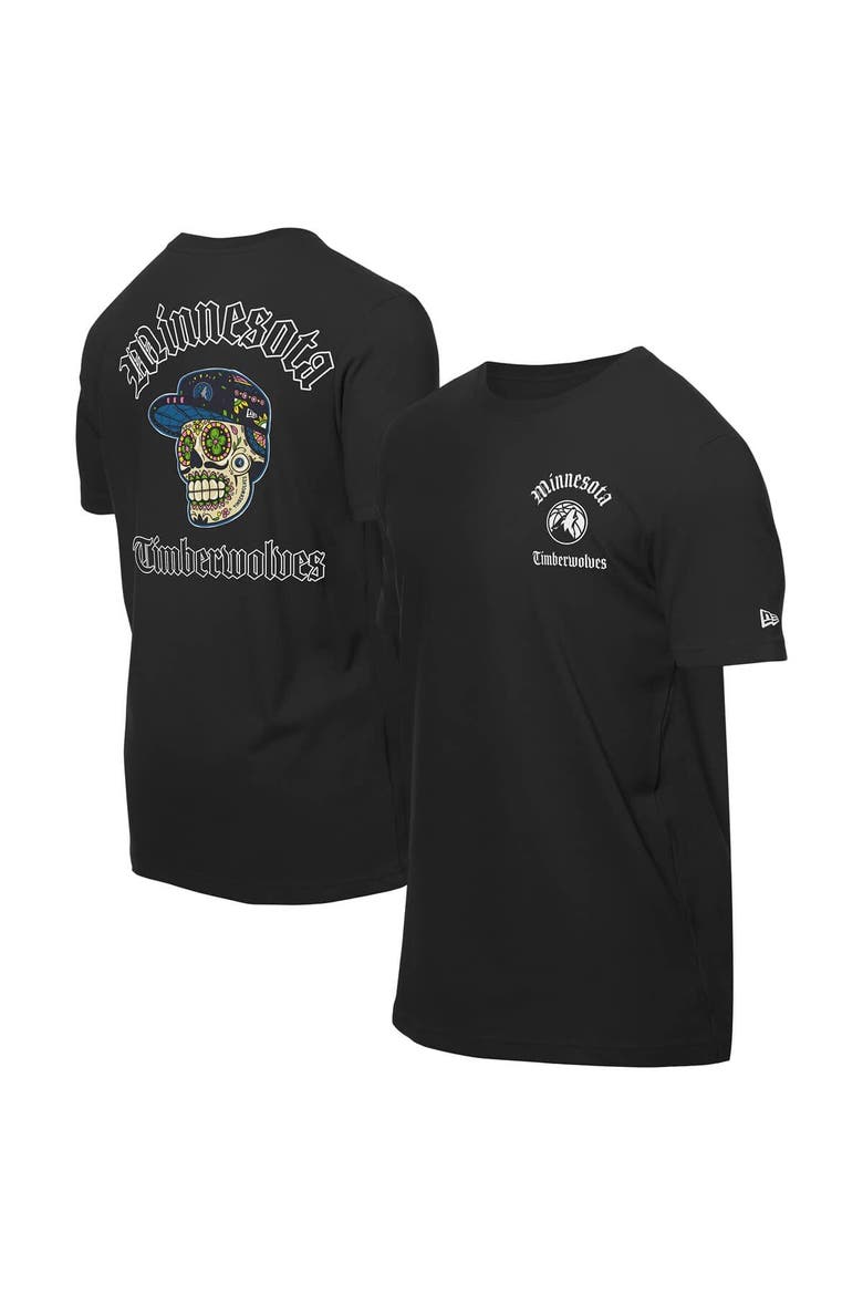 Men's New Era Black Minnesota Timberwolves Sugar Skulls T-Shirt, Main, color, Black