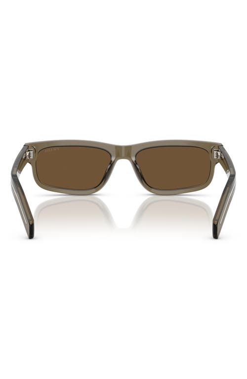 Prada 57mm Rectangular Optical Glasses In Dark Brown