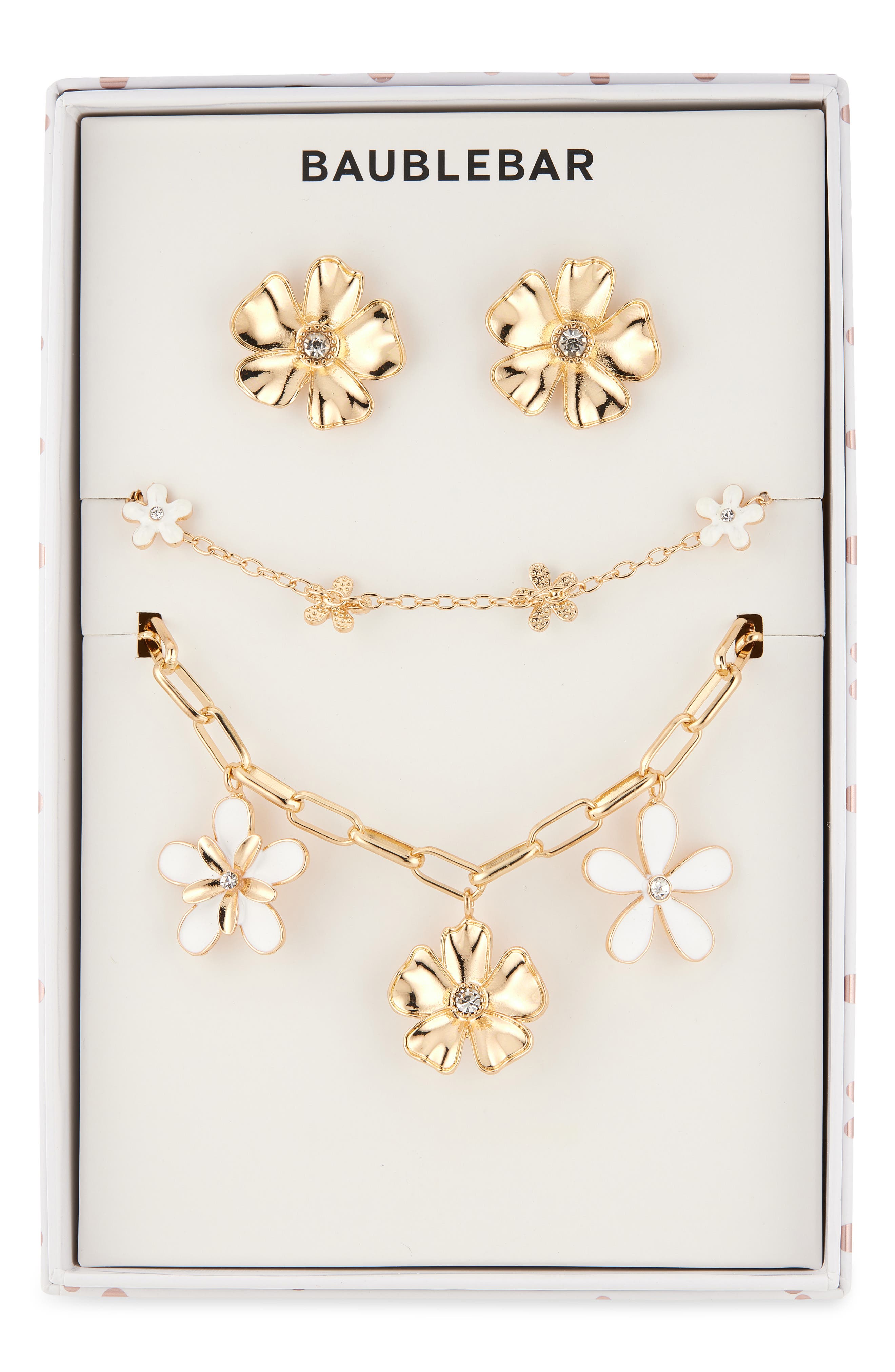BaubleBar In Full Bloom Earrings, Bracelet & Necklace Set