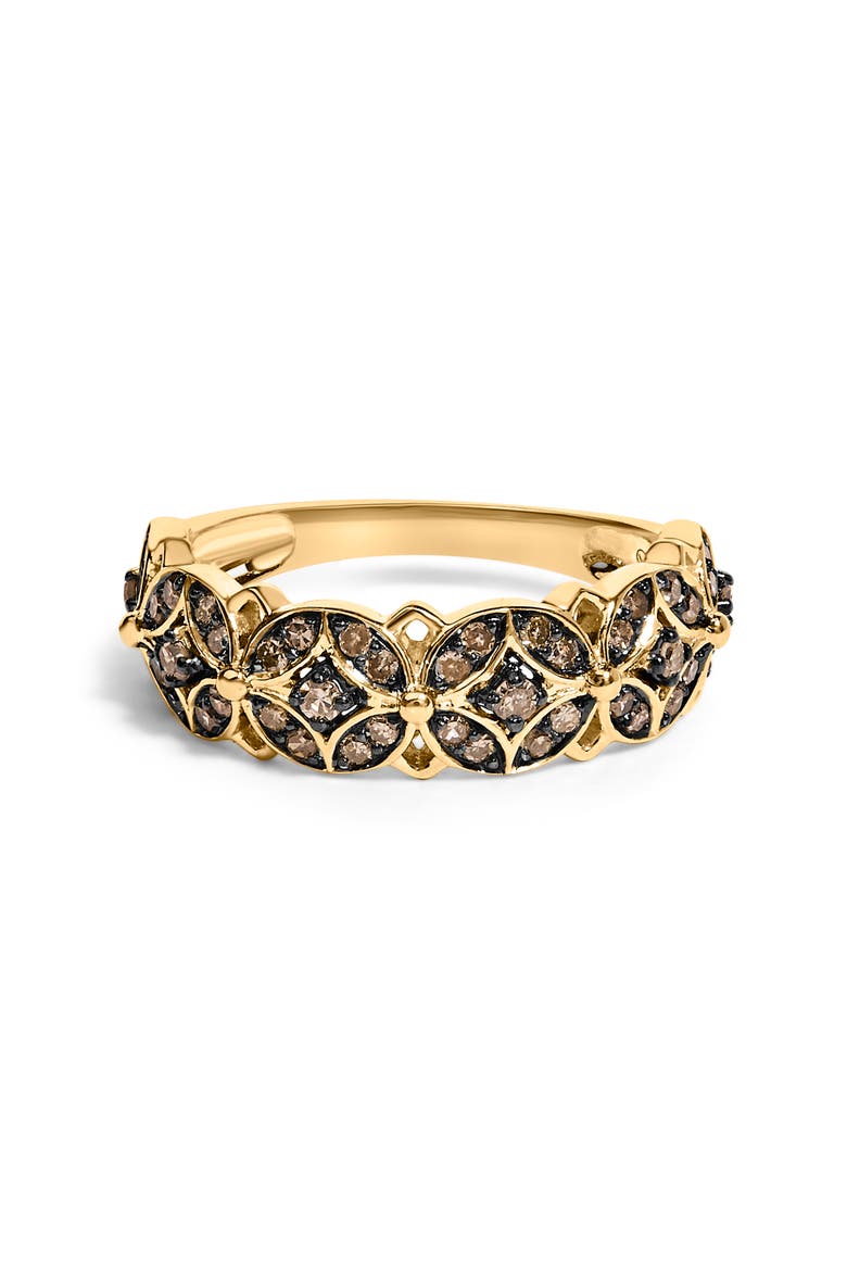 10K Yellow Gold Plated Silver 3/8 Cttw Champagne Diamond Lattice Work Band Ring, Main, color, Yellow Gold over Silver