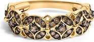 Haus of Brilliance 10K Yellow Gold Plated Silver 3/8 Cttw Champagne Diamond Lattice Work Band Ring