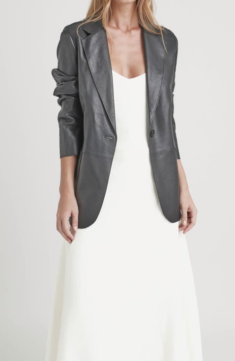 Leather Astromelia Blazer for women with a straight silhouette