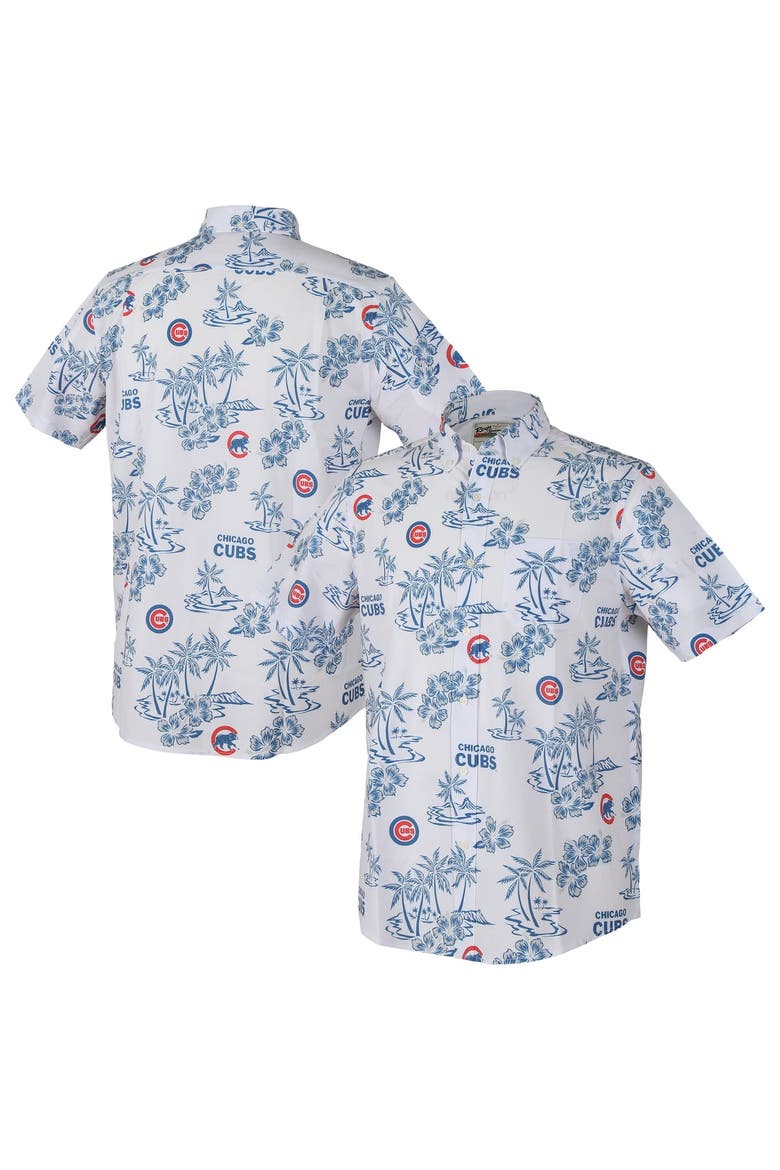 Men's Reyn Spooner White Chicago Cubs Big & Tall Kekai Performance Tri-Blend Button-Down Shirt, Main, color, White