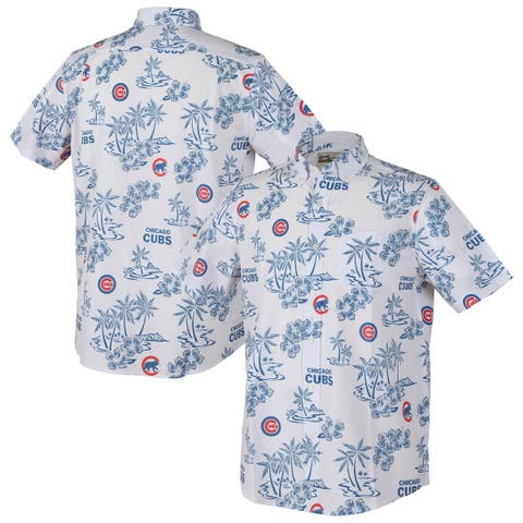 Men's Reyn Spooner White Chicago Cubs Big & Tall Kekai Performance Tri-Blend Button-Down Shirt