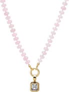 BY ADINA EDEN Colored Natural Stone Beaded /CZ Emerald Bezel Charm Necklace