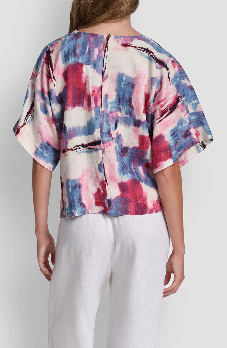 DKNY Drop Shoulder Crop Linen Top, Alternate, color, Urban Bloom