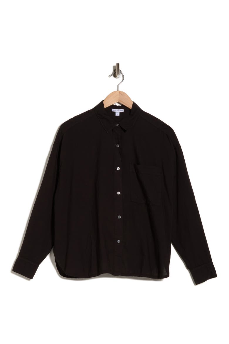 Oversize Long Sleeve Button-Up Shirt, Alternate, color, BLACK