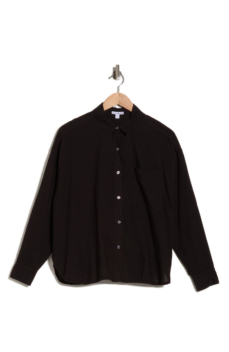 James Perse Oversize Long Sleeve Button-Up Shirt, Alternate, color, Black