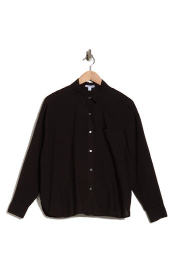 James Perse Oversize Long Sleeve Button-up Shirt In Black