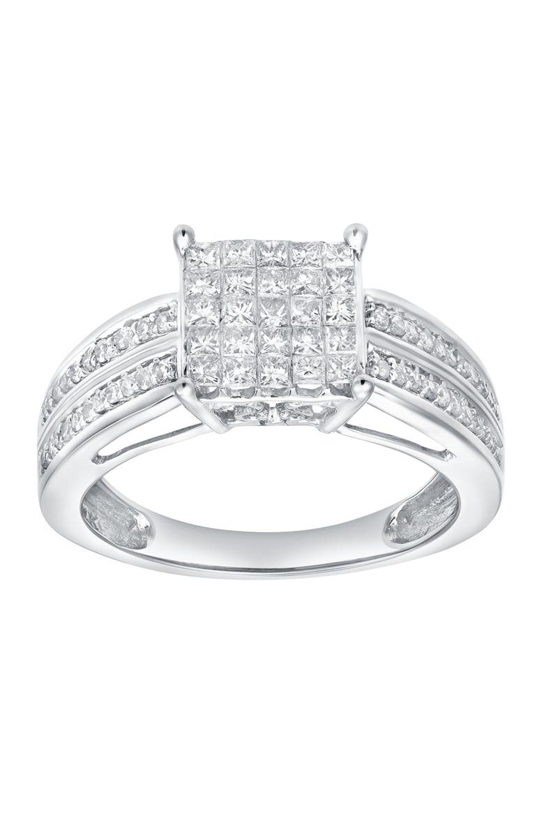 Caerelle 0.25 Cts Natural Diamond Cluster 14K Gold Ring, Main, color, 14K White Gold