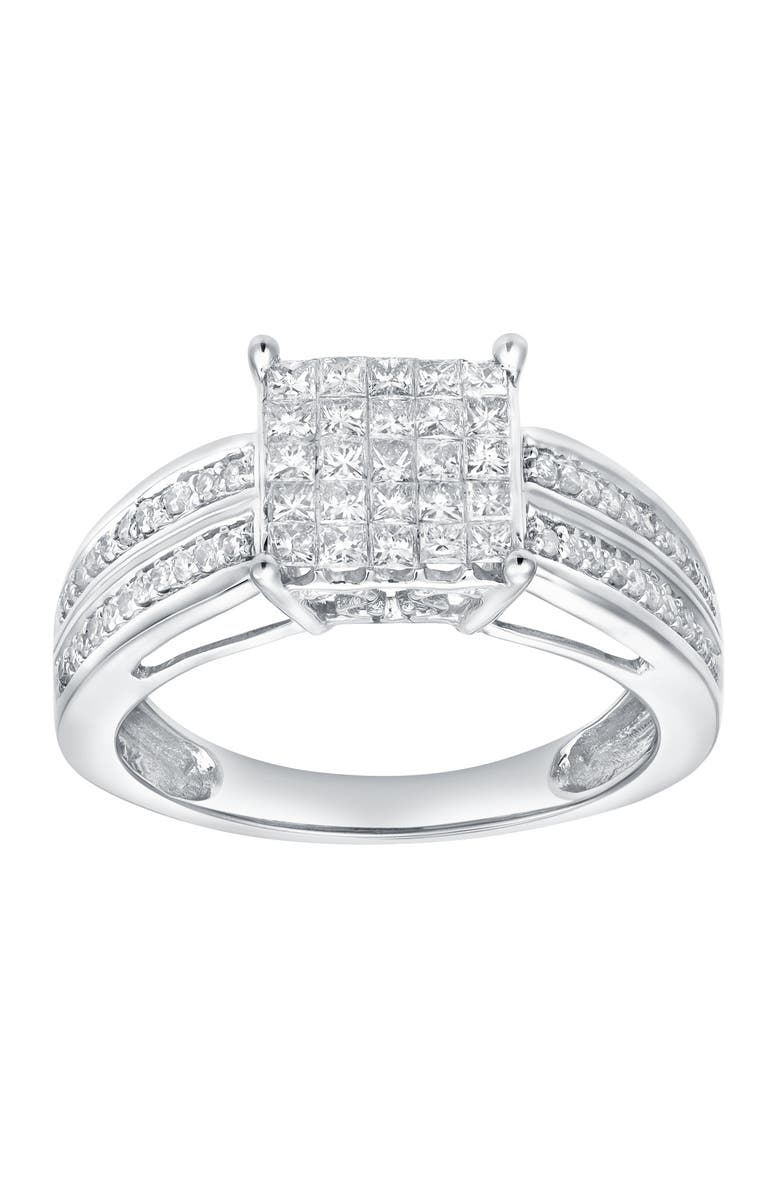 LuvMyJewelry Caerelle 0.25 Cts Natural Diamond Cluster 14K Gold Ring, Main, color, 14K White Gold