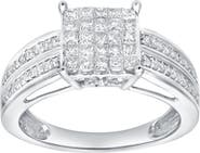 LuvMyJewelry Caerelle 0.25 Cts Natural Diamond Cluster 14K Gold Ring
