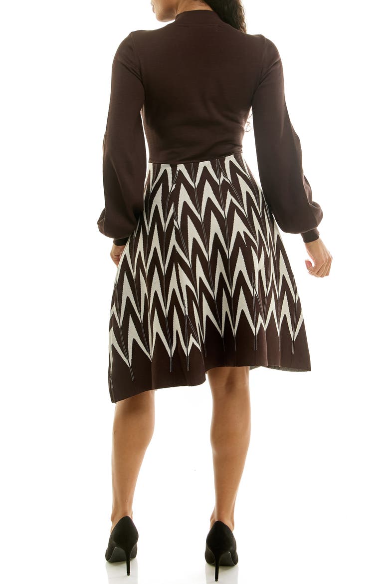 Mock Neck Long Sleeve Sweater Dress, Alternate, color, CHOCOLATE/VANILLA