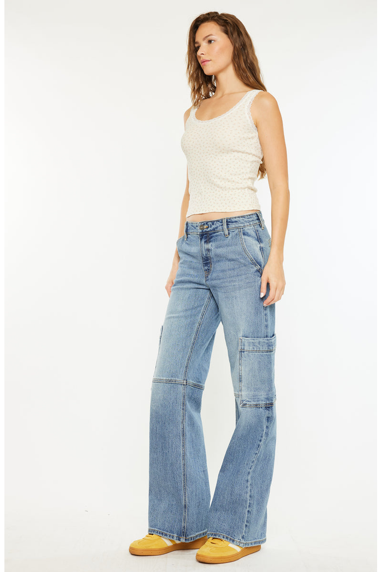 Priority Low Rise X-Cargo Jeans, Alternate, color, Medium Wash