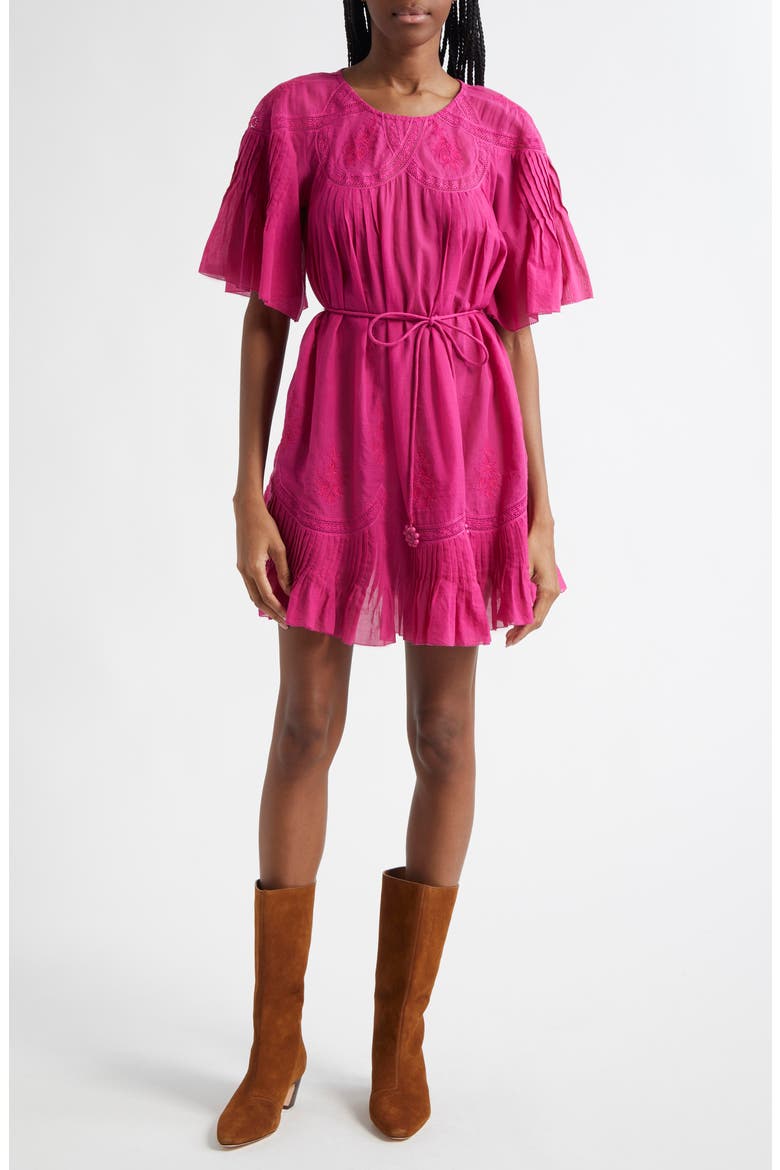 Lace Detail Cotton Minidress, Main, color, PINK