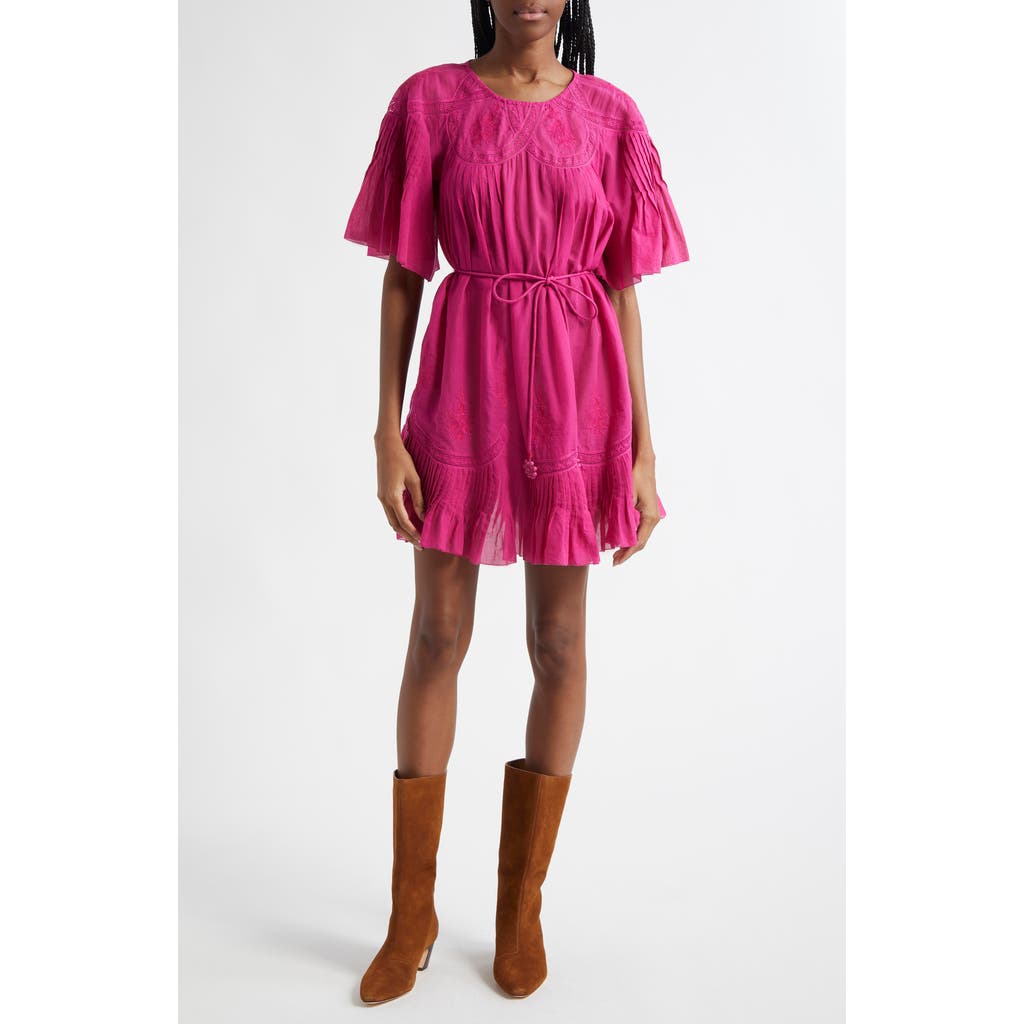 Farm Rio Lace Detail Cotton Minidress In Pink