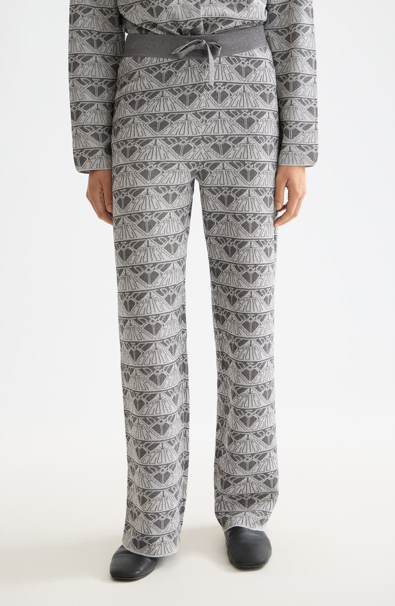 Scotch & Soda Logo Jacquard Knit Pants, Main, color, Silver/ Gunmetal