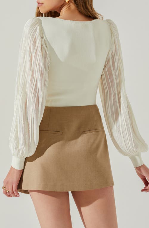 Astr The Label Kienna Mixed Media Sweater In White