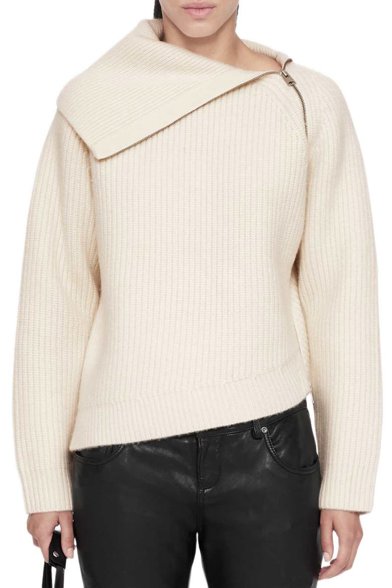 Cleo Funnel Neck Merino Wool Sweater, Main, color, CHALK WHITE