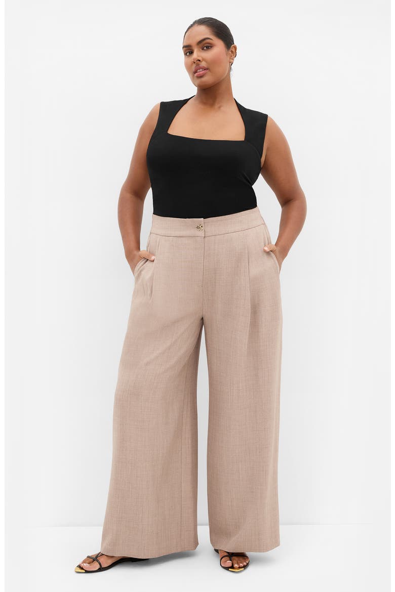 Luci Pleated Wide Leg Pants, Alternate, color, LATTE