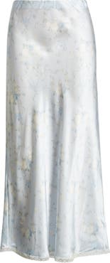 LoveShackFancy Kalo Lace Trim Satin Skirt