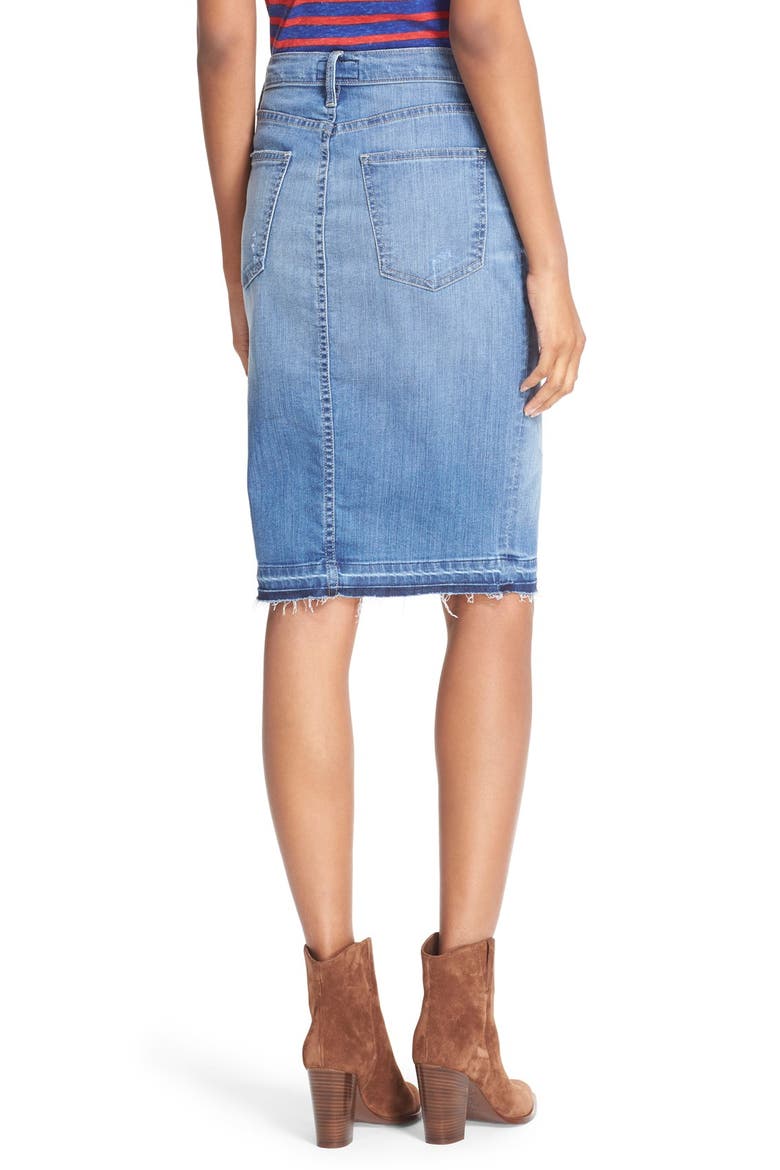 'The High Waist' Denim Pencil Skirt, Alternate, color, ISLAND HOPPER W/ RELEASED HEM