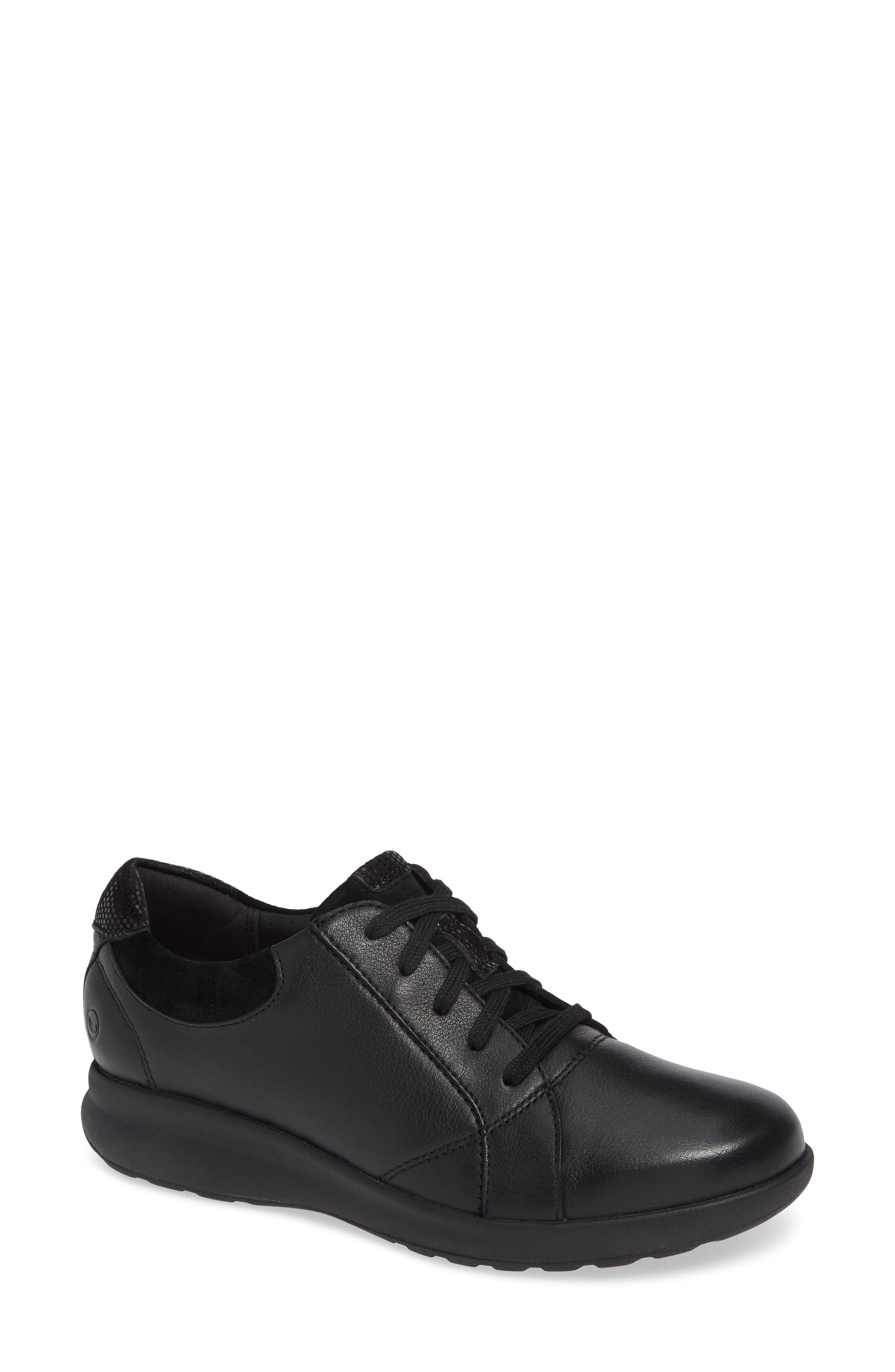 UnAdorn Lace-Up Sneaker, Main, color, BLACK LEATHER