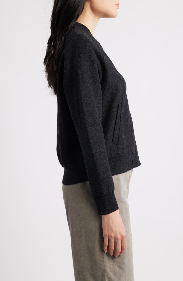 Eileen Fisher Wool Bomber Jacket, Alternate, color, Charcoal