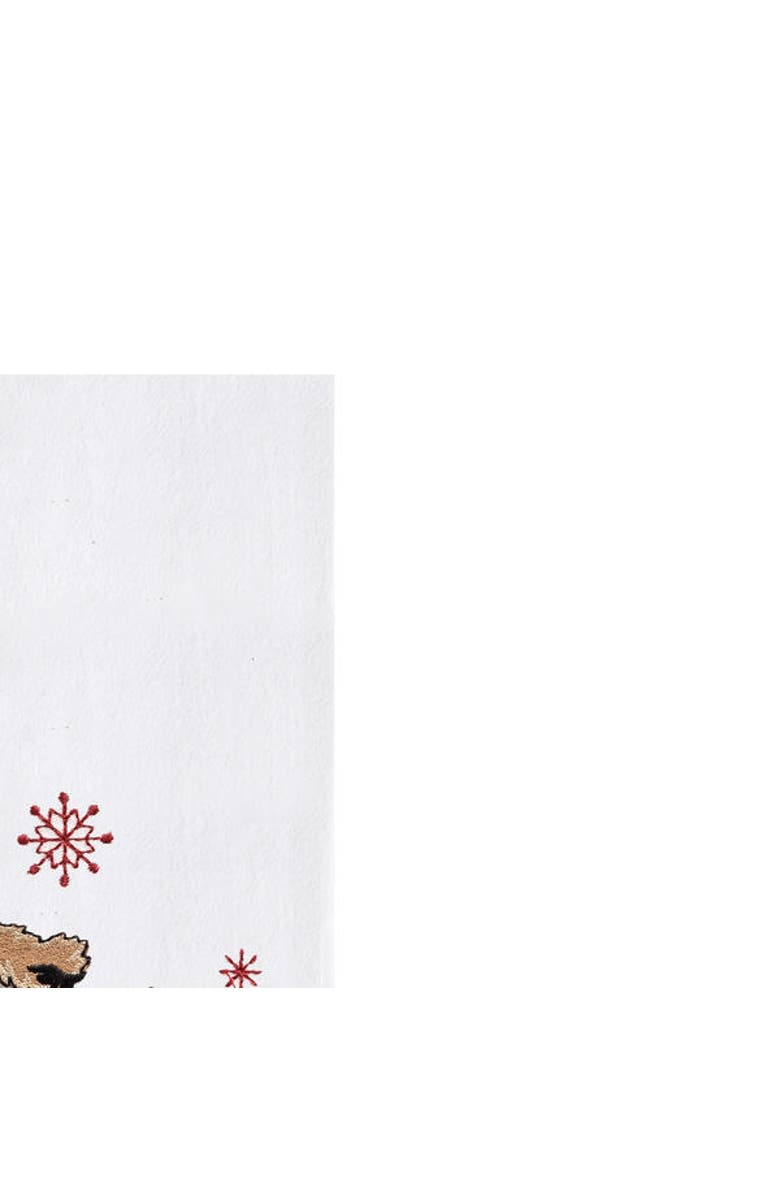 C&F Home Festive Dog Jumping Christmas Holiday Machine Washable Embellished Flour Sack Kitchen Towel 27L x 18W in., Alternate, color, Off-White