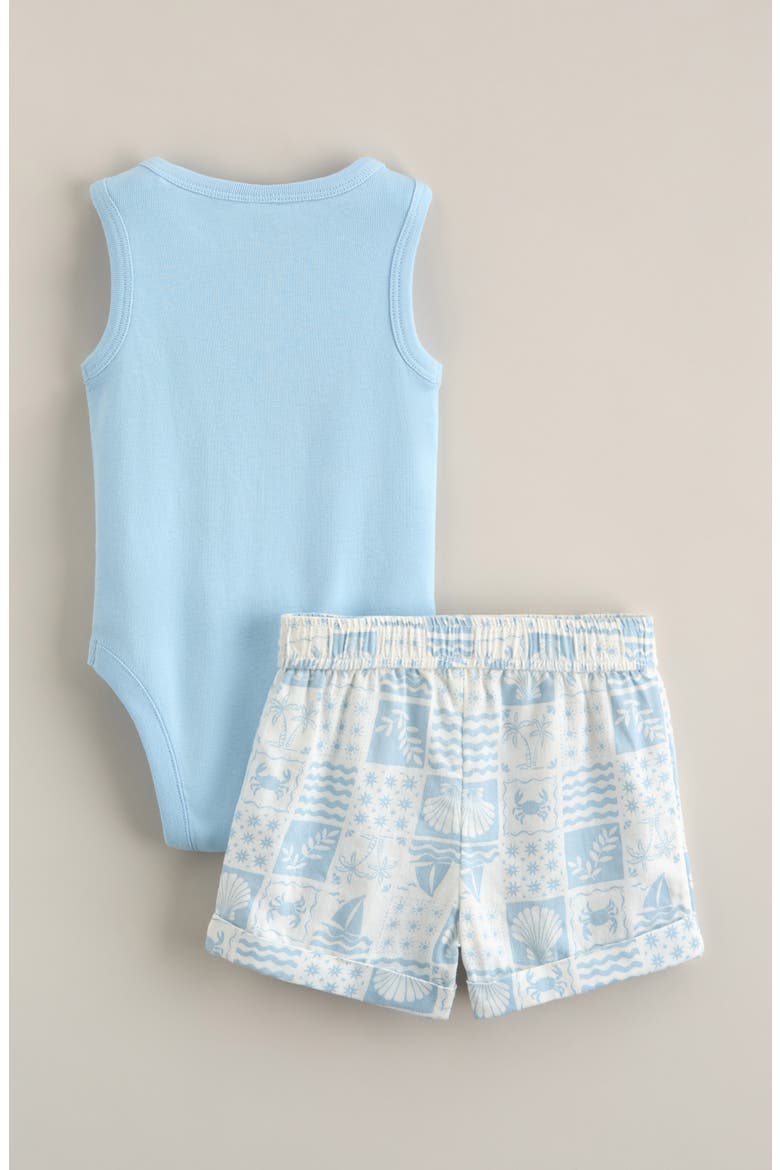 Tank Romper & Stripe Shorts Set, Alternate, color, BLUE BEACH TILES BLUE
