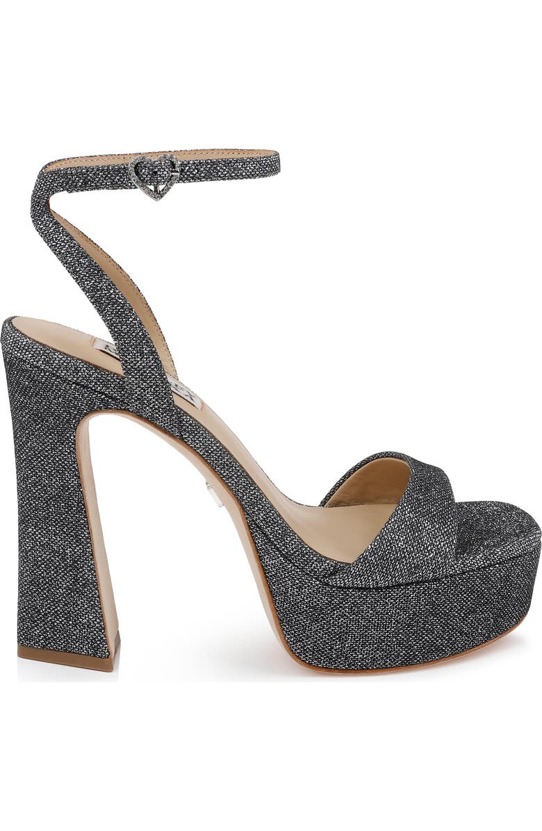 Badgley Mischka Collection Caia Ankle Strap Platform Sandal, Alternate, color, Pewter Glitter