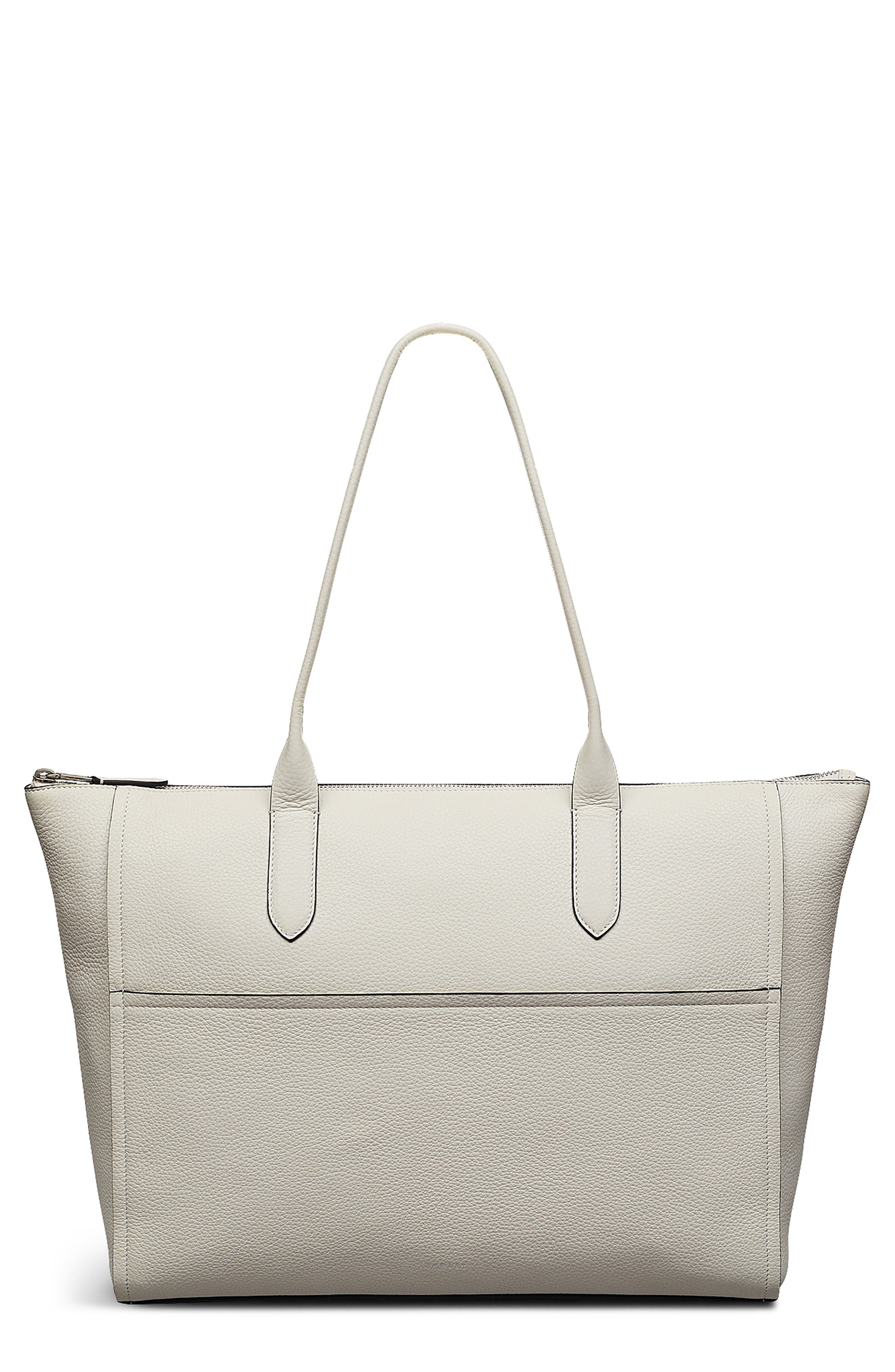 Medium Oak Street Leather Tote, Main, color, CHALK