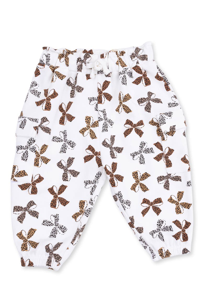 Kids' Leopard Bow French Terry Cargo Pants, Main, color, BEIGE BROWN