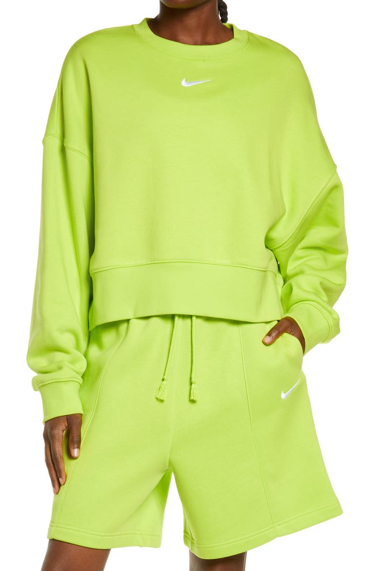 Sportswear Essential Oversize Sweatshirt, Main, color, ATOMIC GREEN/ WHITE