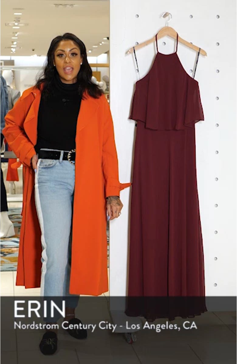 Halter Overlay Chiffon A-Line Gown, sales video thumbnail