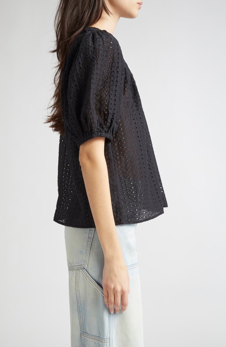 Ulla Johnson Amina Eyelet Lace Top, Alternate, color, Noir