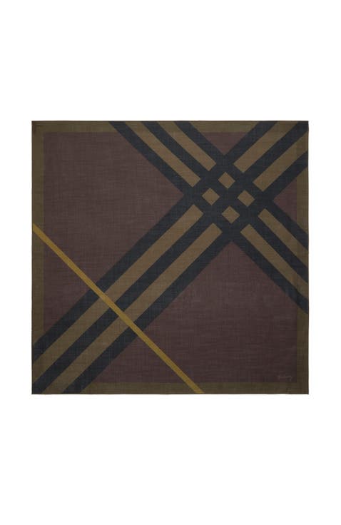 Check Cashmere Silk Scarf