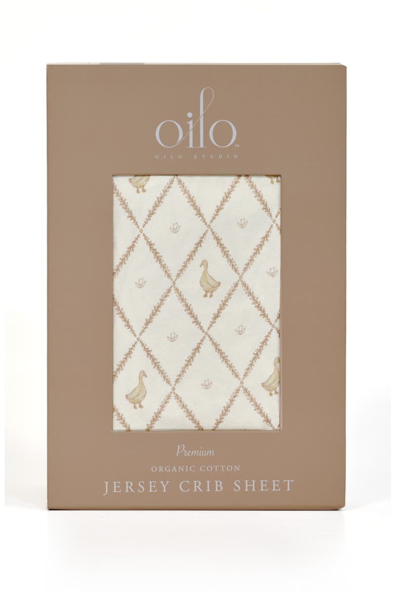 Print Organic Cotton Crib Sheet, Main, color, EGGSHELL