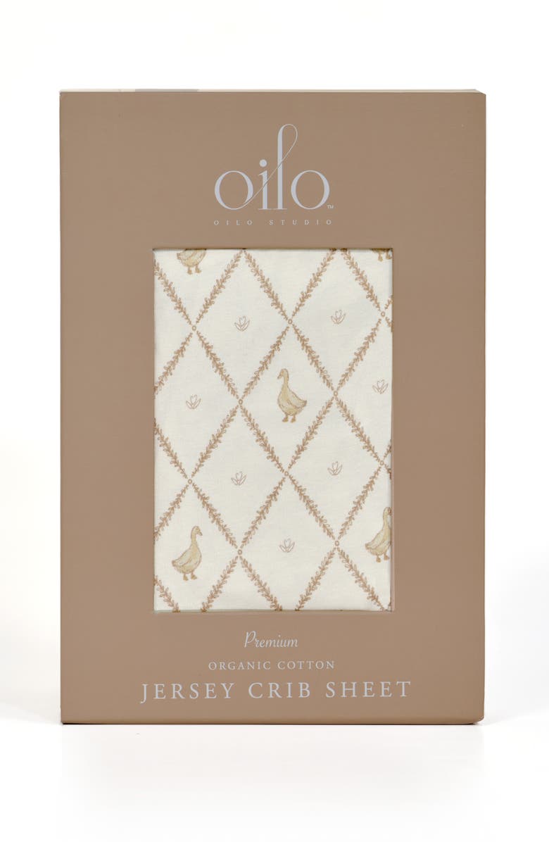 Oilo Print Organic Cotton Crib Sheet, Main, color, Eggshell