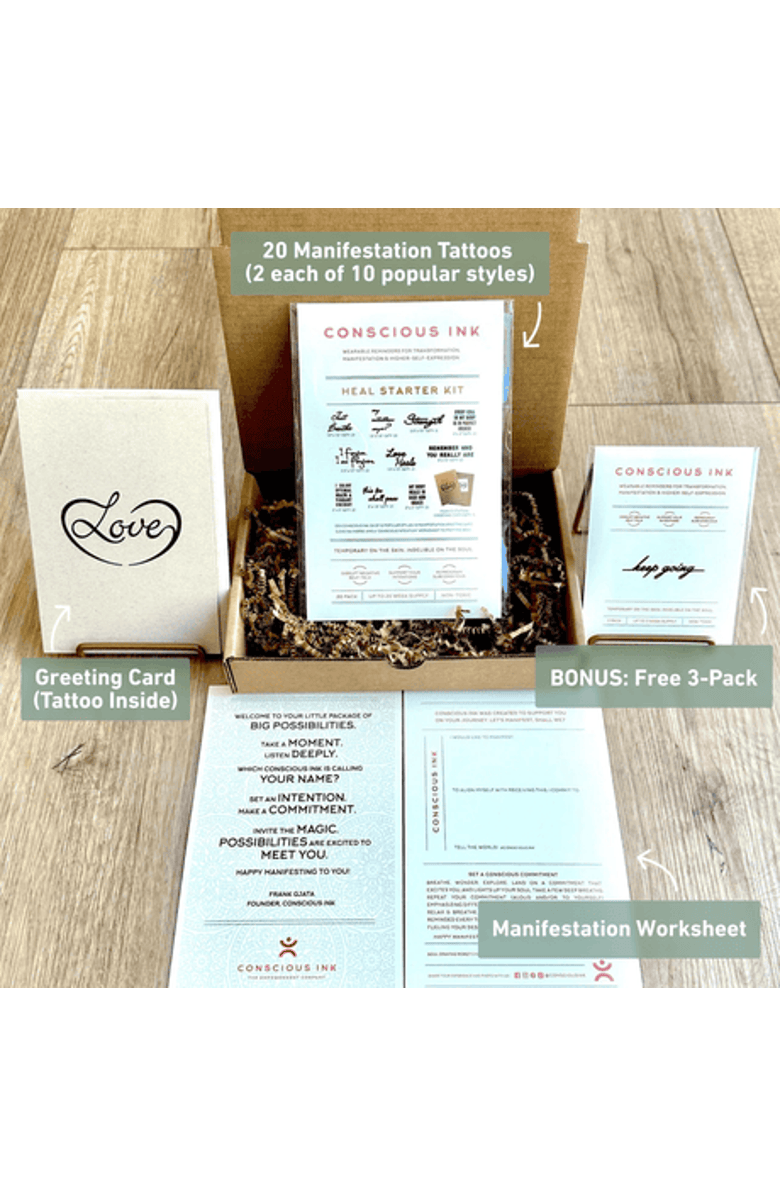 Conscious Ink Heal Conscious Ink Starter Kit, Main, color, Whiate