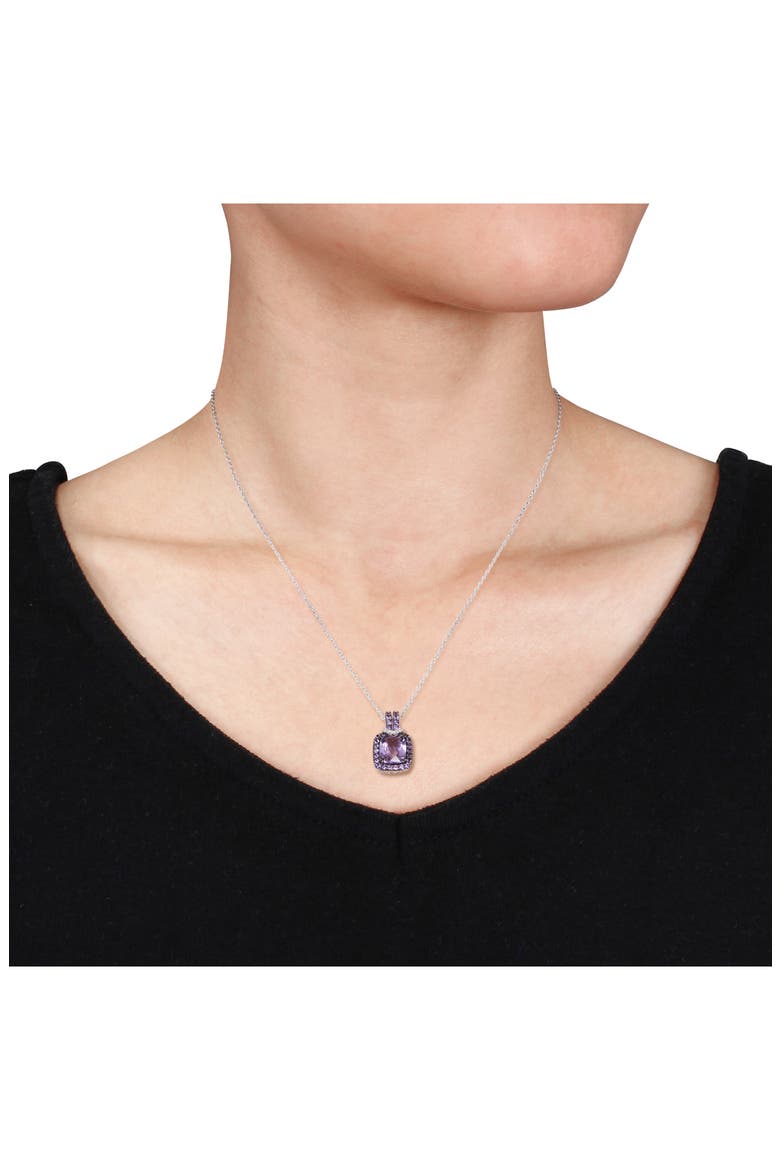 African Amethyst & Diamond Halo Pendant Necklace & Drop Earrings Set, Alternate, color, PURPLE