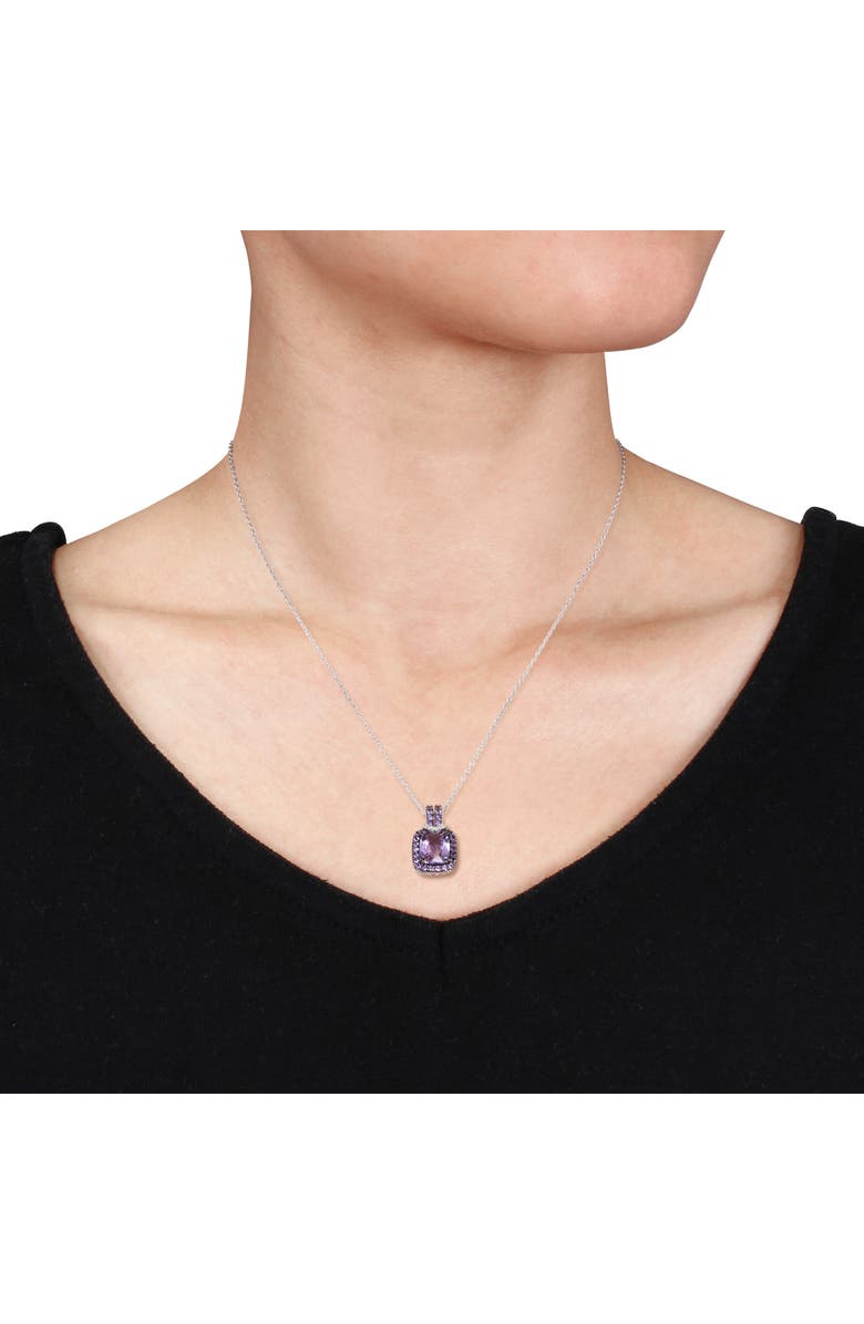 DELMAR African Amethyst & Diamond Halo Pendant Necklace & Drop Earrings Set, Alternate, color, Purple