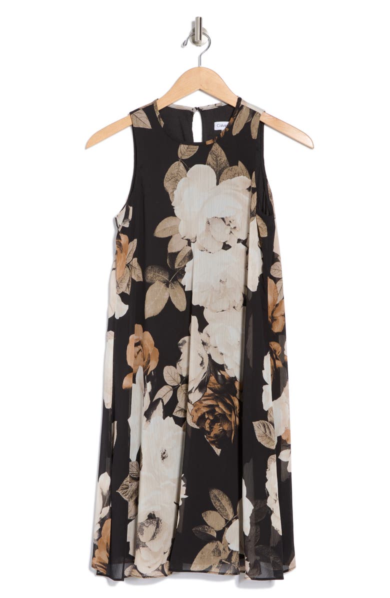 Calvin Klein Floral Chiffon Trapeze Dress, Alternate, color,