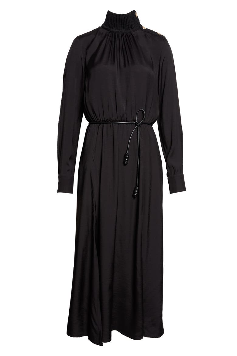 Mock Neck Long Sleeve Dress, Main, color, BLACK